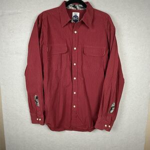 R&G London New York Men's Button Up Red Black Plaid Shirt XL Cotton Paisley Cuff